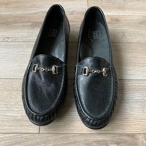 SAS Black Leather Horsebit Loafer Women 10N